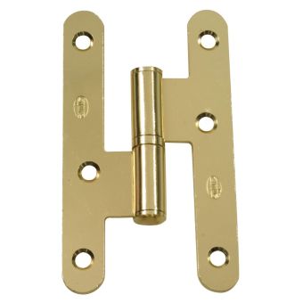 Steel Left Hinge Brass Finish, Round Corners with Flat Head & Washer