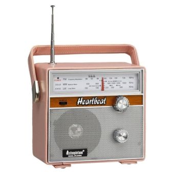 Steepletone Heartbeat Retro Portable Radio FM - Pink