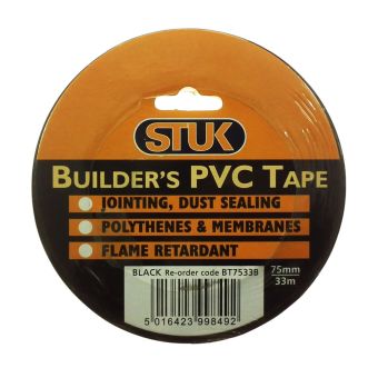 Stuk Black Builders PVC Tape  75mm X 33m