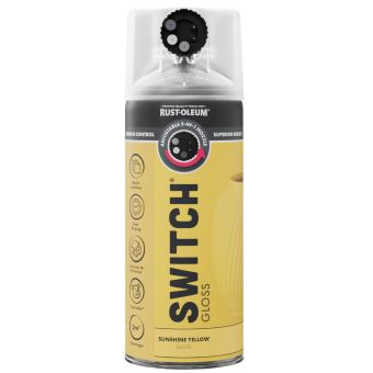 Rust-Oleum Switch Sunshine Yellow Gloss Multi-Surface Spray Paint 400ml – 5-in-1 Adjustable Nozzle