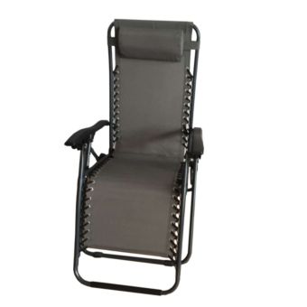 SupaGarden Zero Gravity Recliner Chair Grey and Black Textilene Fabric Adjustable Folding Outdoor Lounger