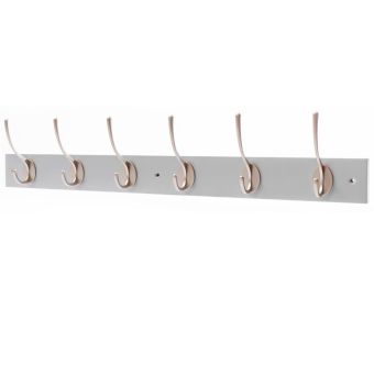 6 Victorian Hat & Coat Hook Satin Nickel On Dove Board