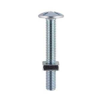Roofing Bolts with Square Nuts Zinc M6 x 100 - Box of 100