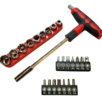 22 Piece T Handle Socket and Bit Set Screwdriver Kit