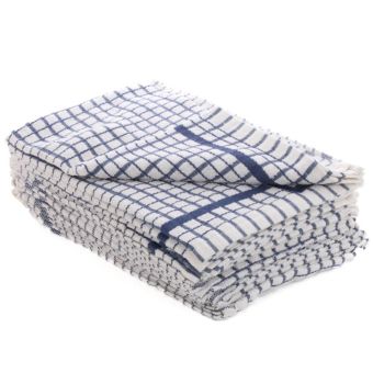 Terry Check Tea Towel Blue – 100% Cotton High Absorbency 65 x 48cm