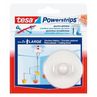 Tesa Powerstrips Ceiling Hook – Damage-Free Adhesive Hook for Hanging Decorations