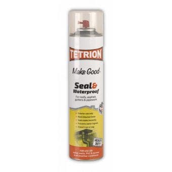 Tetrion Make Good Seal and Waterproof Spray 400ml Black Bitumen Protective Coating for Roofs Gutters and Metal
