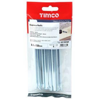 Timco Express Nails Zinc 8.0 x 130mm | Hammer-Set Concrete & Masonry Anchor