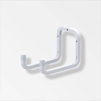 White Tool Holder 175mm Double Hook Heavy Duty Wall Mounted Storage