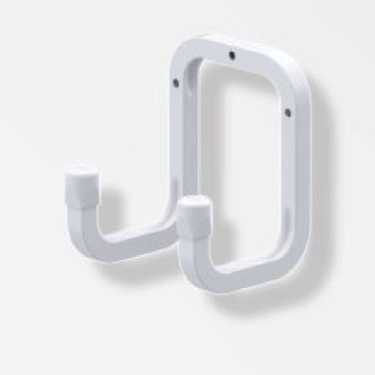 White Tool Holder 90mm Double Hook Wall Mounted Storage