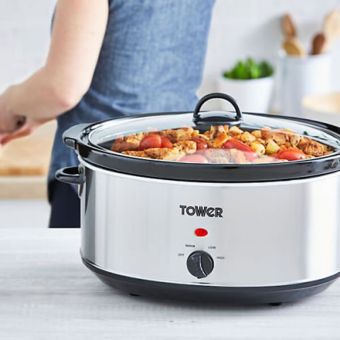 Tower 6.5 Litre Stainless Steel Slow Cooker I Large-Capacity Slow Cooker for Effortless Family Meals