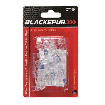 Transparent Adhesive Double Cable Clips - 20 pieces