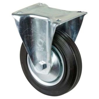 Transport Castor 160mm fixed 135kg Rubber Black