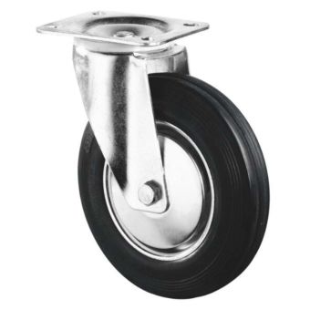 Transport Castor 80mm swivel 50kg Rubber Black
