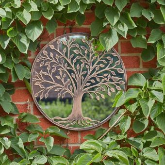 Tree of Life Garden Mirror Large 65cm I Coppergris Outdoor & Indoor Wall Mirror