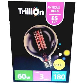 Trillion Antique GOLD GLOBE Screw Cap Fitting E27/ ES Light Bulbs