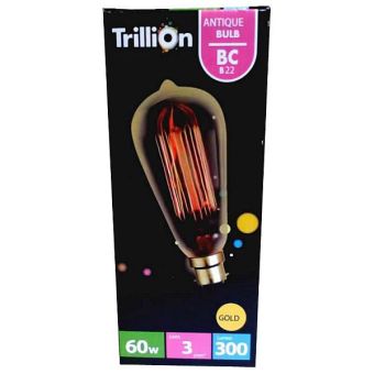 Trillion 60W Antique GOLD Bayonet Cap Fitting B22/ BC Light Bulb