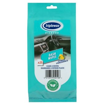 Triplewax Dash Wipes for Car Dashboard and Interior Plastics I Biodegradable Plastic Free with Citrus Fragrance