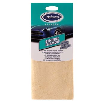 Triplewax Genuine Leather Chamois Medium Size Super Absorbent Streak Free Vehicle and Household Drying Cloth