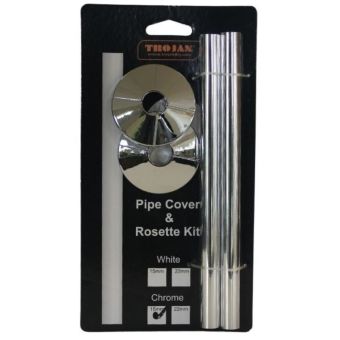 Trojan 15mm Chrome Pipe Cover & Rosette Kit – Radiator Pipe Sleeve Set for a Neat Finish