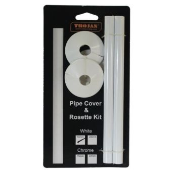 Trojan 15mm White Pipe Cover & Rosette Kit – Radiator Pipe Sleeves for a Neat Finish