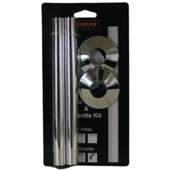 Trojan 22mm Chrome Pipe Cover & Rosette Kit – Radiator Pipe Sleeve Set for a Neat Finish