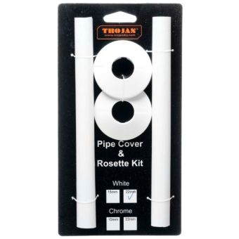 Trojan 22mm White Pipe Cover & Rosette Kit – Radiator Pipe Sleeves for a Neat Finish