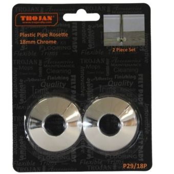 Trojan 18mm Chrome Plastic Pipe Rosettes I 2 Pack – Neat Radiator Pipe Finishing Covers