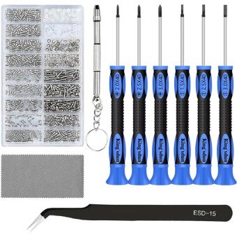 Essential Magnetic Precision Glasses Repair Kit with 6 Screwdrivers, Tweezers and Accessories