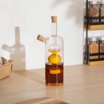 Design Glass Oil and Vinegar Bottle – Elegant Dual-Use Dispenser with Cork Stoppers