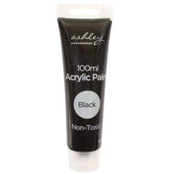 Ashley Acrylic Paint 100ml Black – Non-Toxic Fast Drying Water-Based Craft Paint