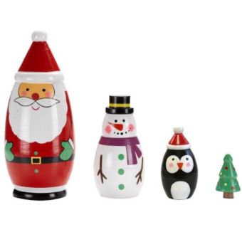 Santa’s Secret! 4 in 1 Festive Figurines – Hand-Painted Wooden Ornaments