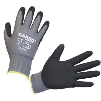 Cargo Foam Flex Sandy Nitrile Gloves – EN 388 Certified Safety Gloves with 13G Polyester Liner and Knitted Cuff l Size XLarge