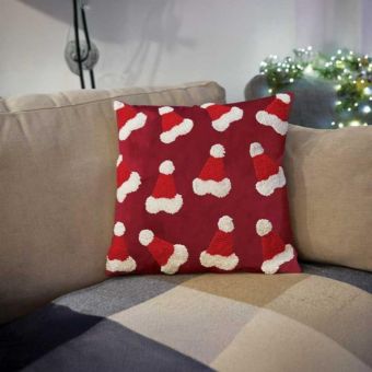 Santa Hat Cushion 45 x 45cm – Fun Festive Christmas Cushion Cover for Sofa, Bed and Home Décor