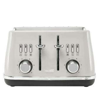 Haden Cotswold 4 Slice Toaster Putty – Retro Style Toaster with Dual Controls and Wide Slots