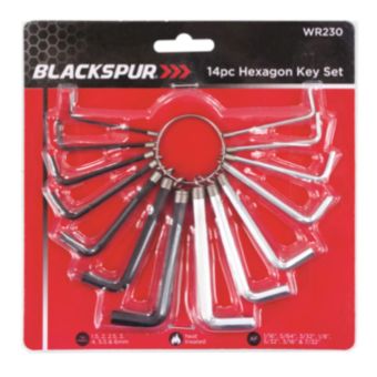 Blackspur 14 Piece Hexagon Key Set – Metric and AF Sizes for DIY and Professional Use