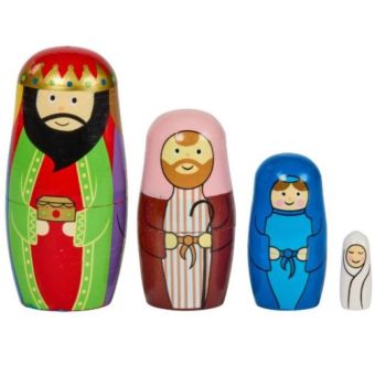 Nativity Secret 4 in 1 Festive Figurines – Hand-Painted Wooden Nesting Set