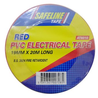 Safeline Red PVC Electrical Insulation Tape for Wiring and Cable Protection - 19mm x 20m
