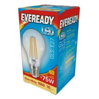 Eveready 4W B22 LED Clear Filament GLS Bulb 470 Lumens Warm White Equivalent to 40W