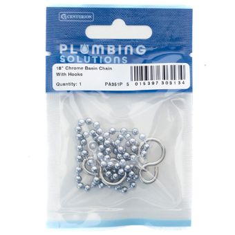Classic Chrome 18" Basin Plug Chain with Hooks – Durable and Practical