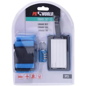 3 Piece Travel Luggage Strap Lock and Tag Set for Suitcase Security and Identification