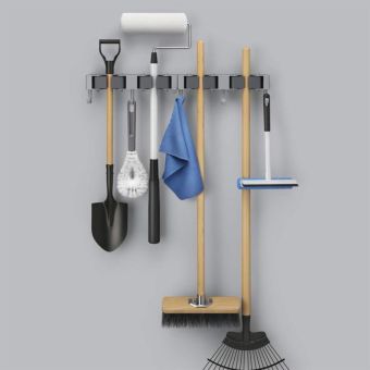 Metaltex Hang-Up 4 Set Wall Mounting Tool Holders with Hooks and Silicone Grip – 43cm