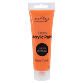 Ashley Acrylic Paint 100ml Neon Orange – Fast Drying, Non-Toxic, Water-Based Craft Paint