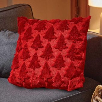 Tree Cushion Red 45 x 45cm – Festive Decorative Christmas Cushion