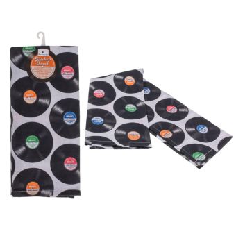 Vinyl Records Kitchen Towel 40 x 60cm – 100% Cotton Retro Music Design
