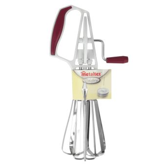 Metaltex Mechanical Whisk – Stainless Steel Rotary Hand Whisk for Effortless Mixing