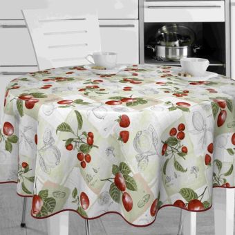 Round Pre-Packed Oilcloth I Strawberry Pattern Tablecloth 160cm