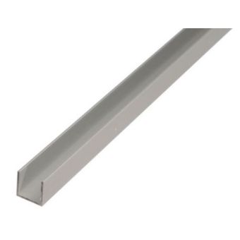 U Profile Anodised Aluminium Silver - 15mm x 22mm x 15mm x 1.5mm / 1m