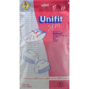 Unifit UNI-184X Vacuum Cleaner Dust Bags Nilfisk Compatible I Pack of 5