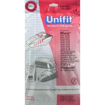 Unifit UNI-903 Microfilter Vacuum Cleaner Dust Bags Miele & Hoover I Pack of 4